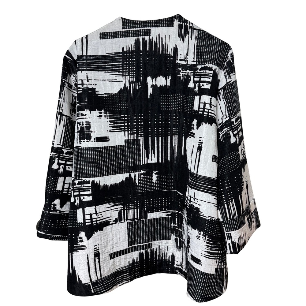 Joseph Ribkoff Jacket Womens 16 Black White Textured Asymmetric Swing Jacket - Picture 4 of 4
